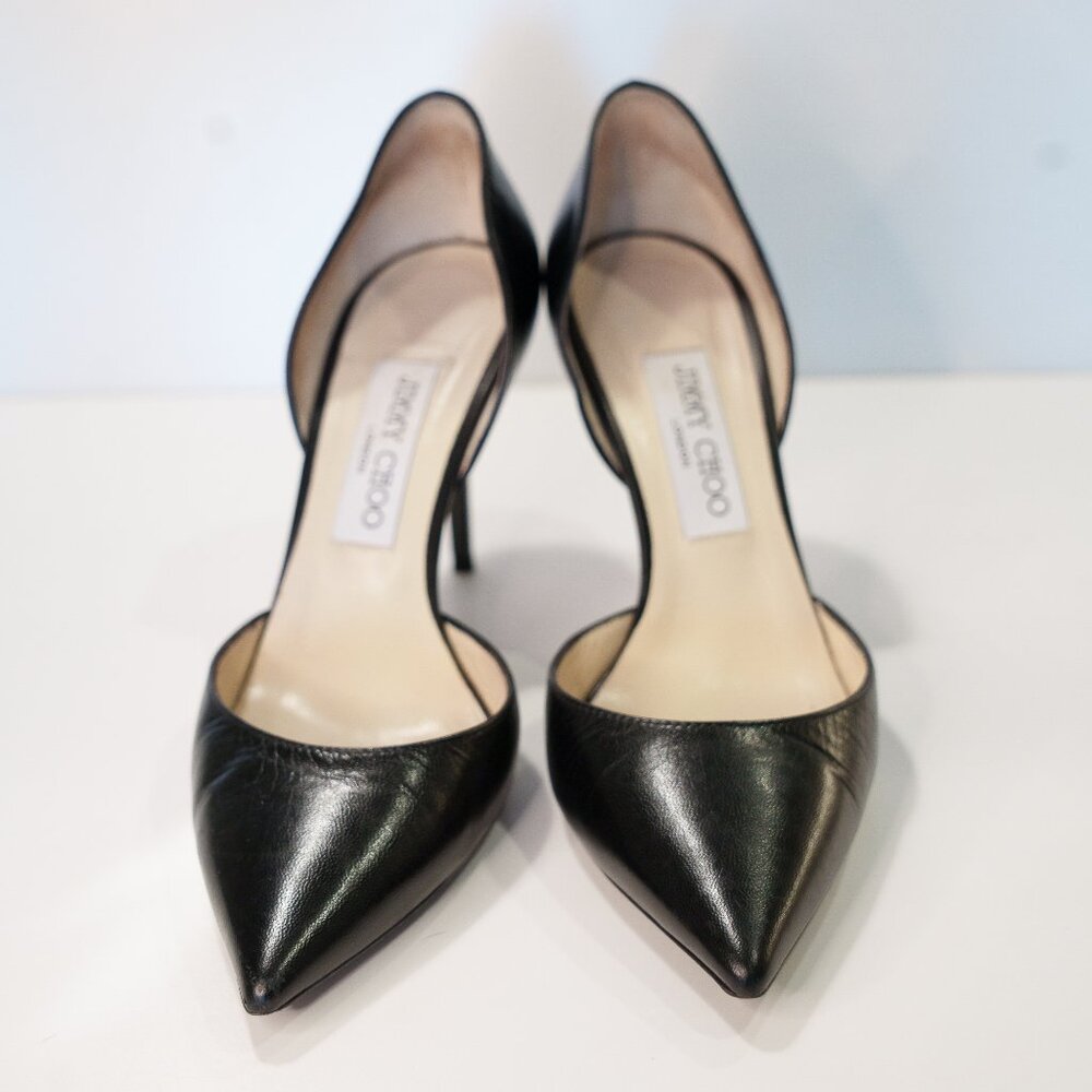 Jimmy Choo Addison Pointed Toe Pumps in Black Leather 38